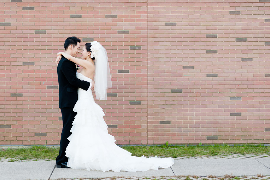 Groom and bride geting in the zone