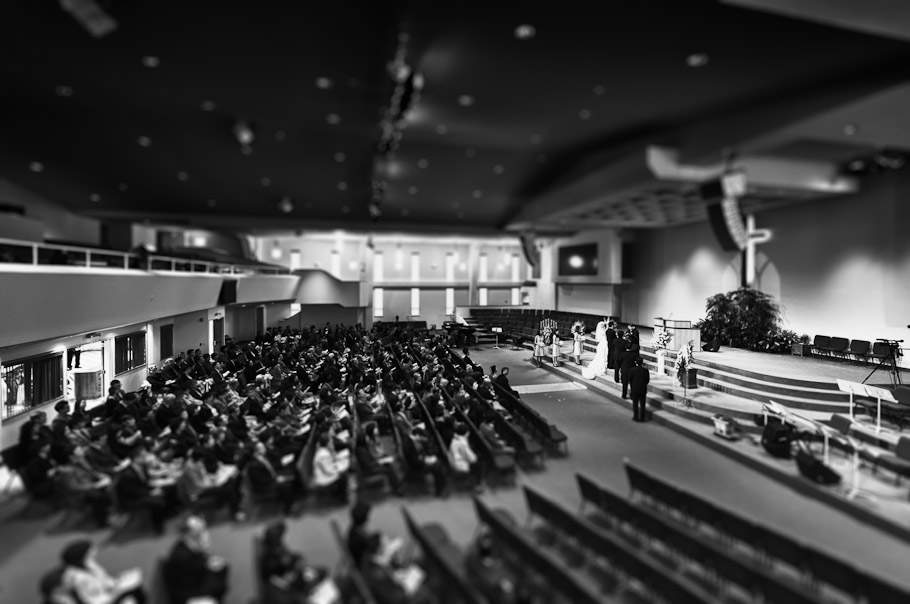 Tilt-shift shot of the sanctuary