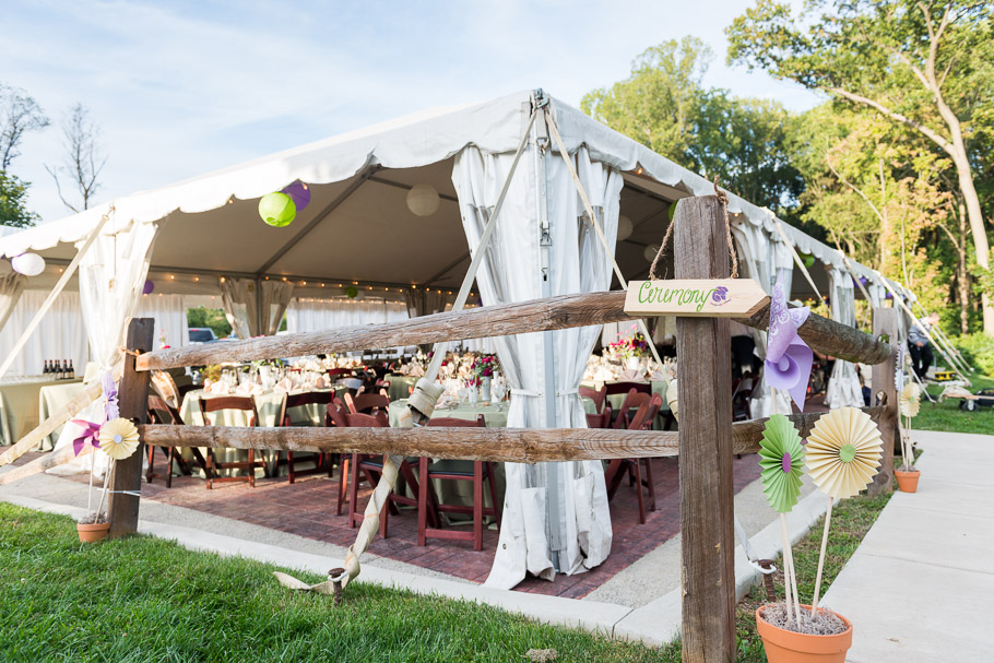 Corner view of the reception tent